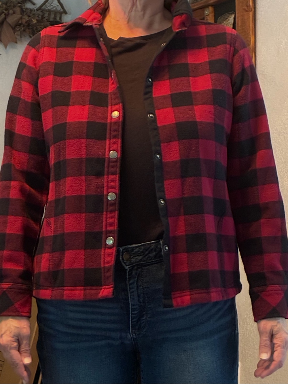 Orvis Red and Black Buffalo Plaid Snap-Front Jacket